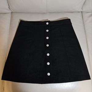 Forever 21 Black Suede Mini Skirt Small Black Velvet Button Down Snap Skirt